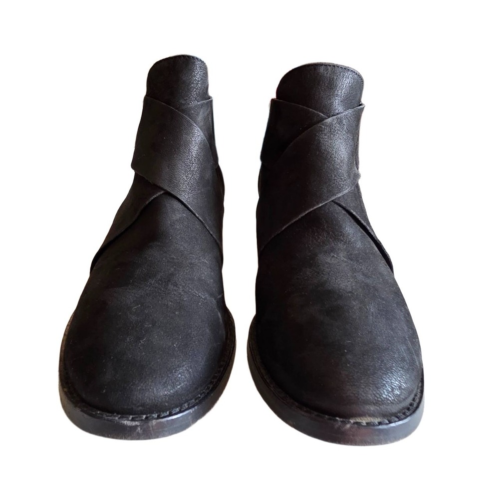 Eileen Fisher Boots Womens 7 Black Ankle Block Heel Suede Zipper Stylish - Picture 8 of 10
